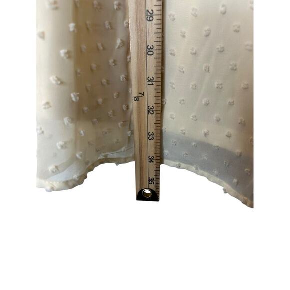 Lulus Dress Size Large Be a Dear Tie Front Mini in Cream Smocked Back Swiss Dot - Picture 13 of 14